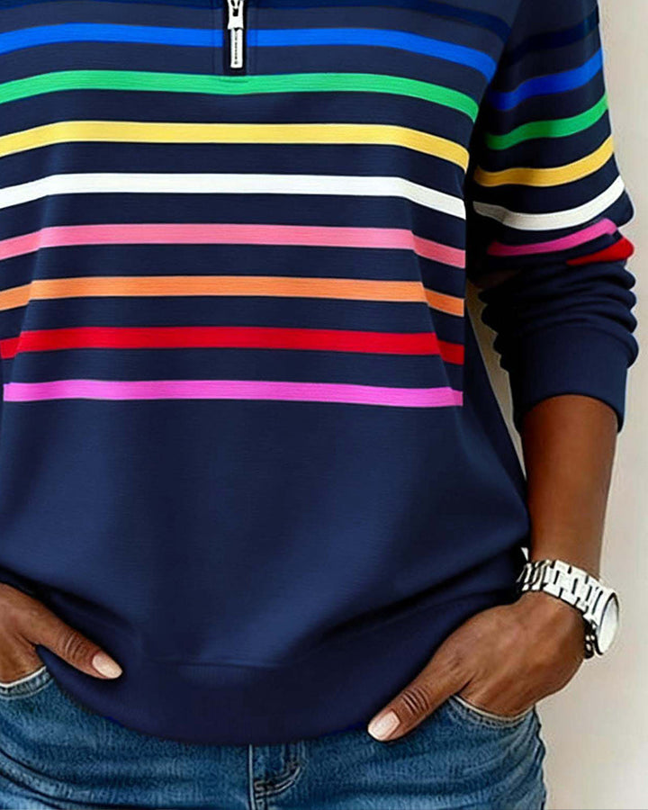 Maya™ | Striped Half-Zip Sweatshirt
