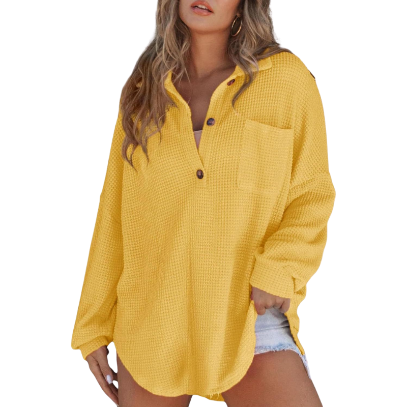 Laura™ | Lightweight Button V Neck Tunic Blouse