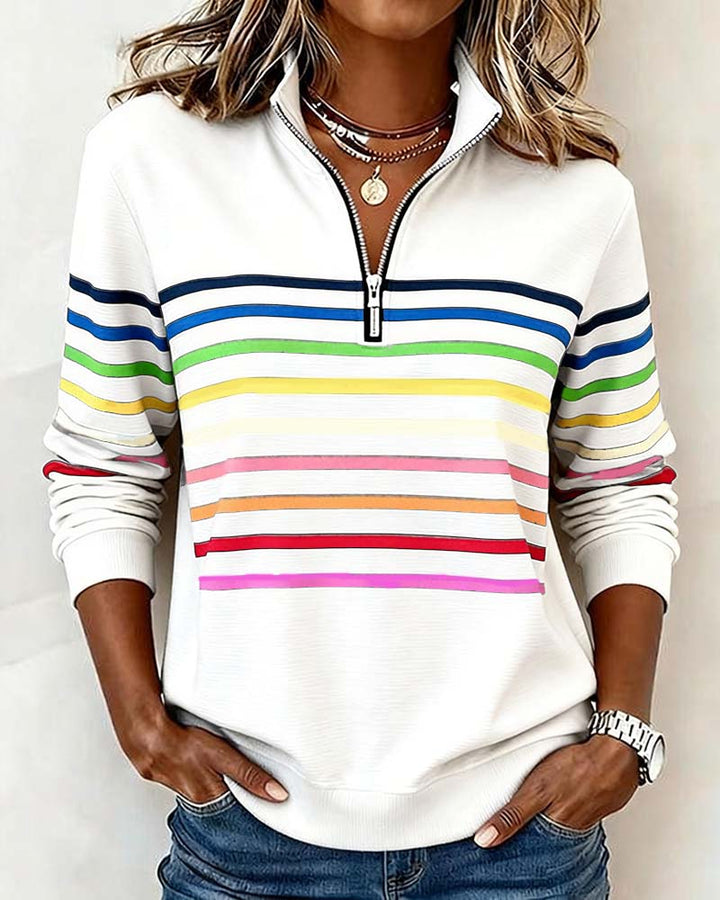 Maya™ | Striped Half-Zip Sweatshirt