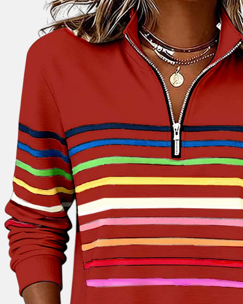 Ella™ | Striped Zip-Up Hoodie
