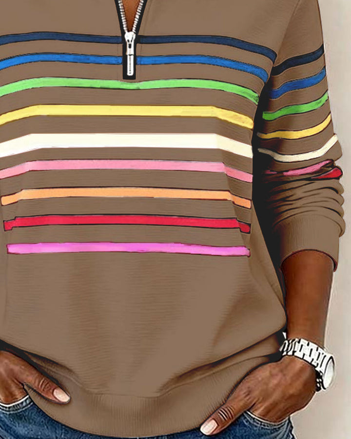 Maya™ | Striped Half-Zip Sweatshirt