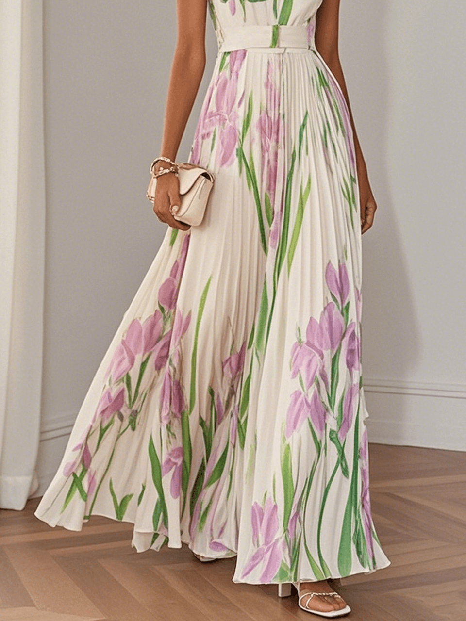 Mia™ | Floral Pleated Maxi Dress