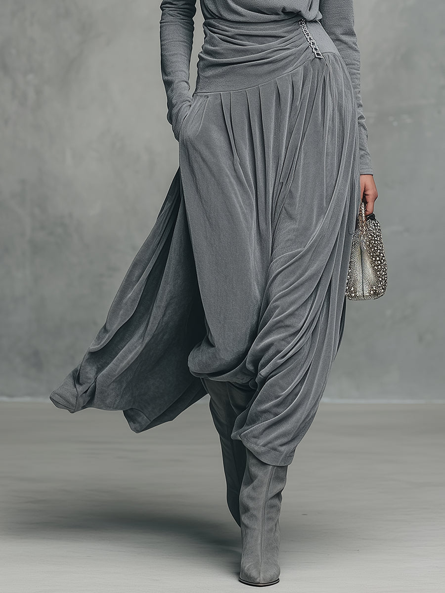 Emily™ | Stand-up Collar Long Sleeve T-shirt And Velvet Skirt Set