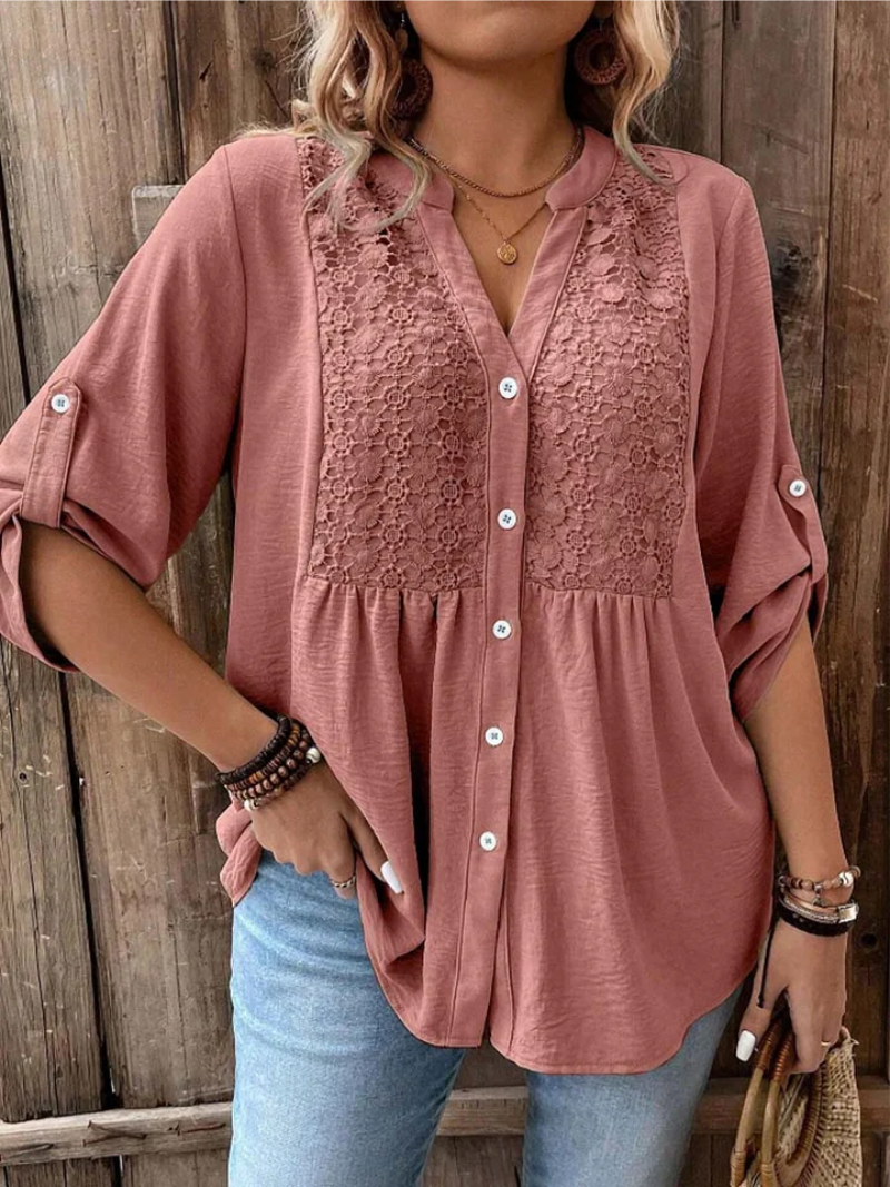 Noor™ | V-Neck Blouse With Buttons