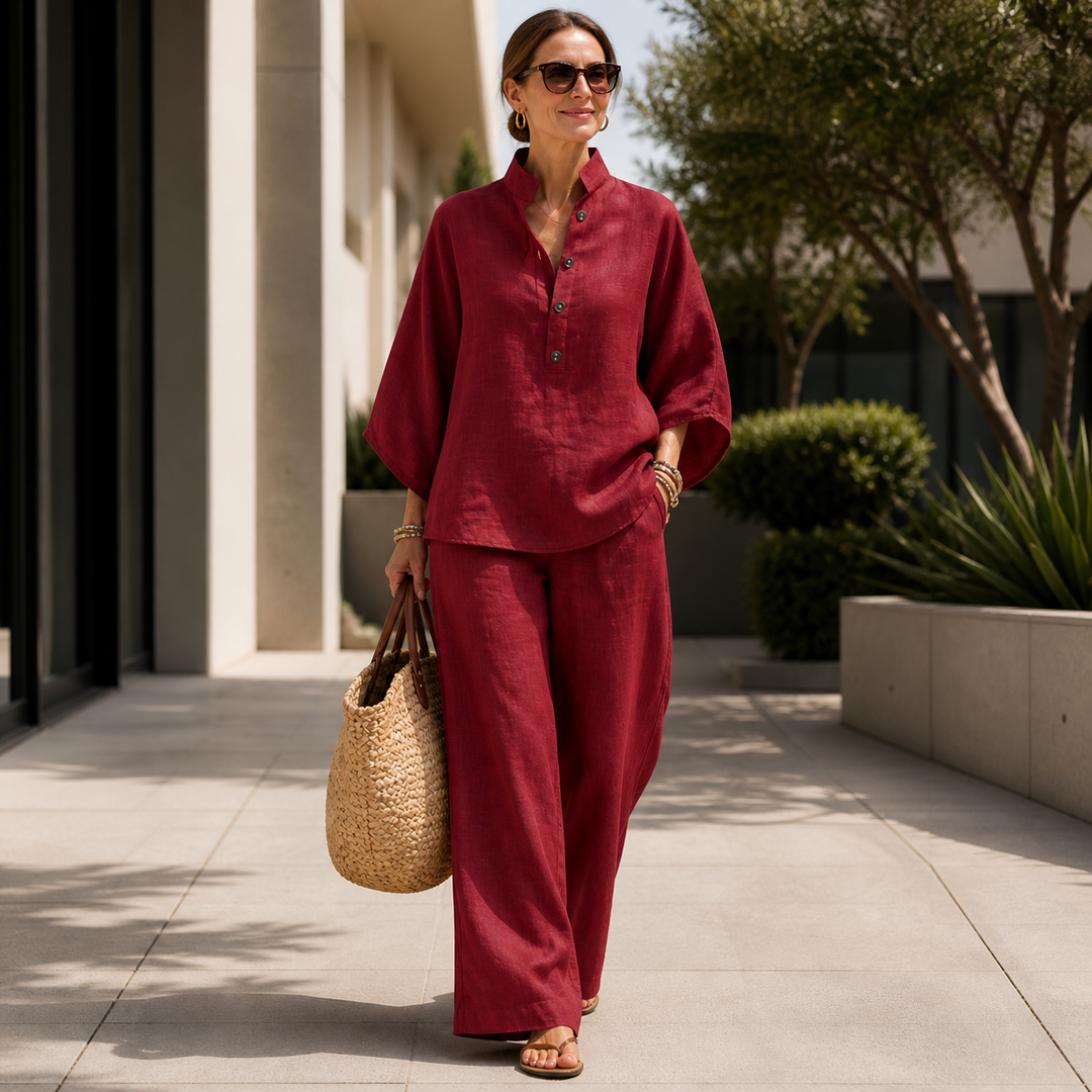 Isabella | Full set with batwing sleeves and wide-leg pants