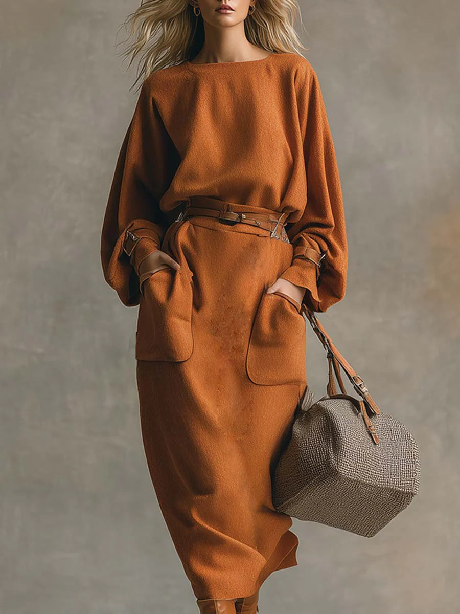 Jessica™ | Crew Neck Top And Pocket Maxi Skirt Set