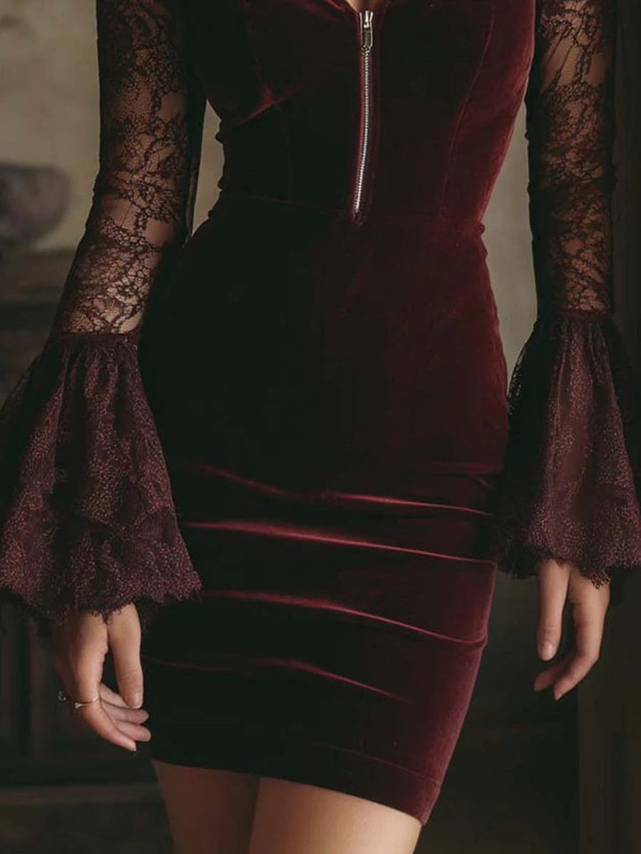 Mia™ | Velvet Lace Bodycon Mini Dress