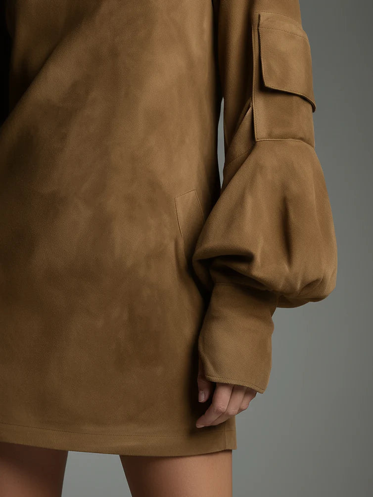 Isabella™ | Suede Turtleneck Mini Dress
