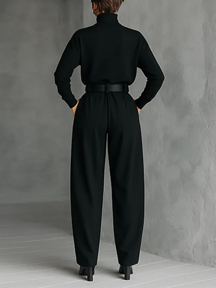 Isabella™ | Turtleneck Long Sleeve Top And Straight Leg Pants Set