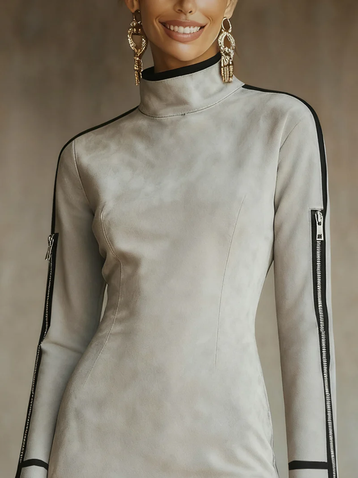 Mia™ | High-neck Zip-up Mini Dress