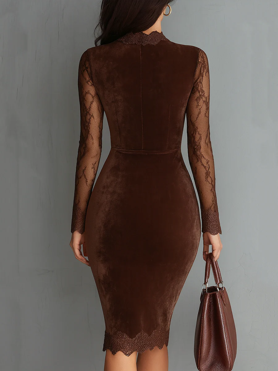 Isabelle™ | Keyhole Neckline Velvet Mini Dress