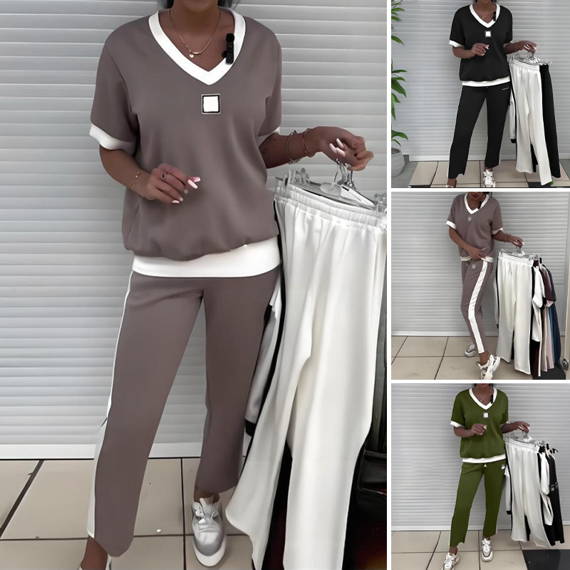 Chloé™ | Casual V-Neck Top And Pants Set