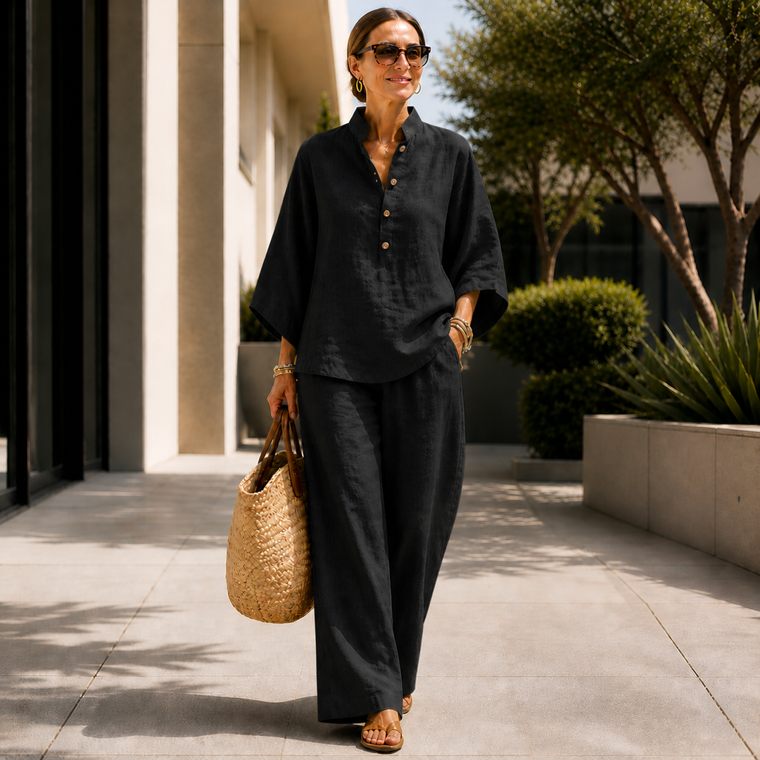 Isabella | Full set with batwing sleeves and wide-leg pants