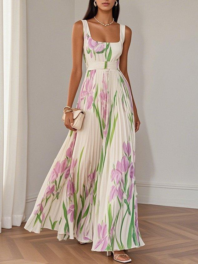 Mia™ | Floral Pleated Maxi Dress