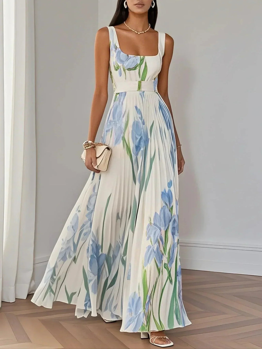 Mia™ | Floral Pleated Maxi Dress