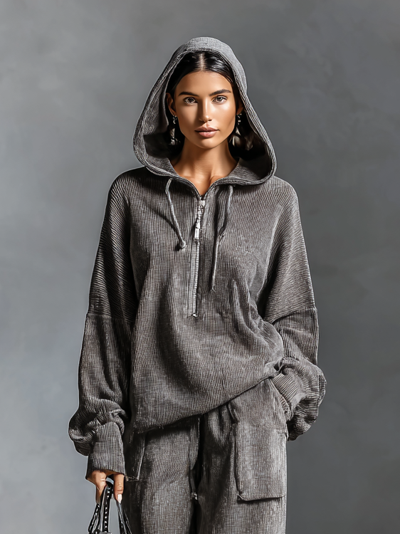 Emily™ | Casual Corduroy Hooded Sweatshirt And Pants Set